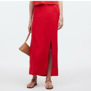 Madewell Red Linen Maxi Skirt XSmall more like Small